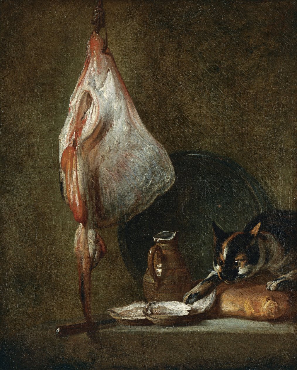 Stillleben mit Katze und Rochen von Jean-Baptiste Simeon Chardin