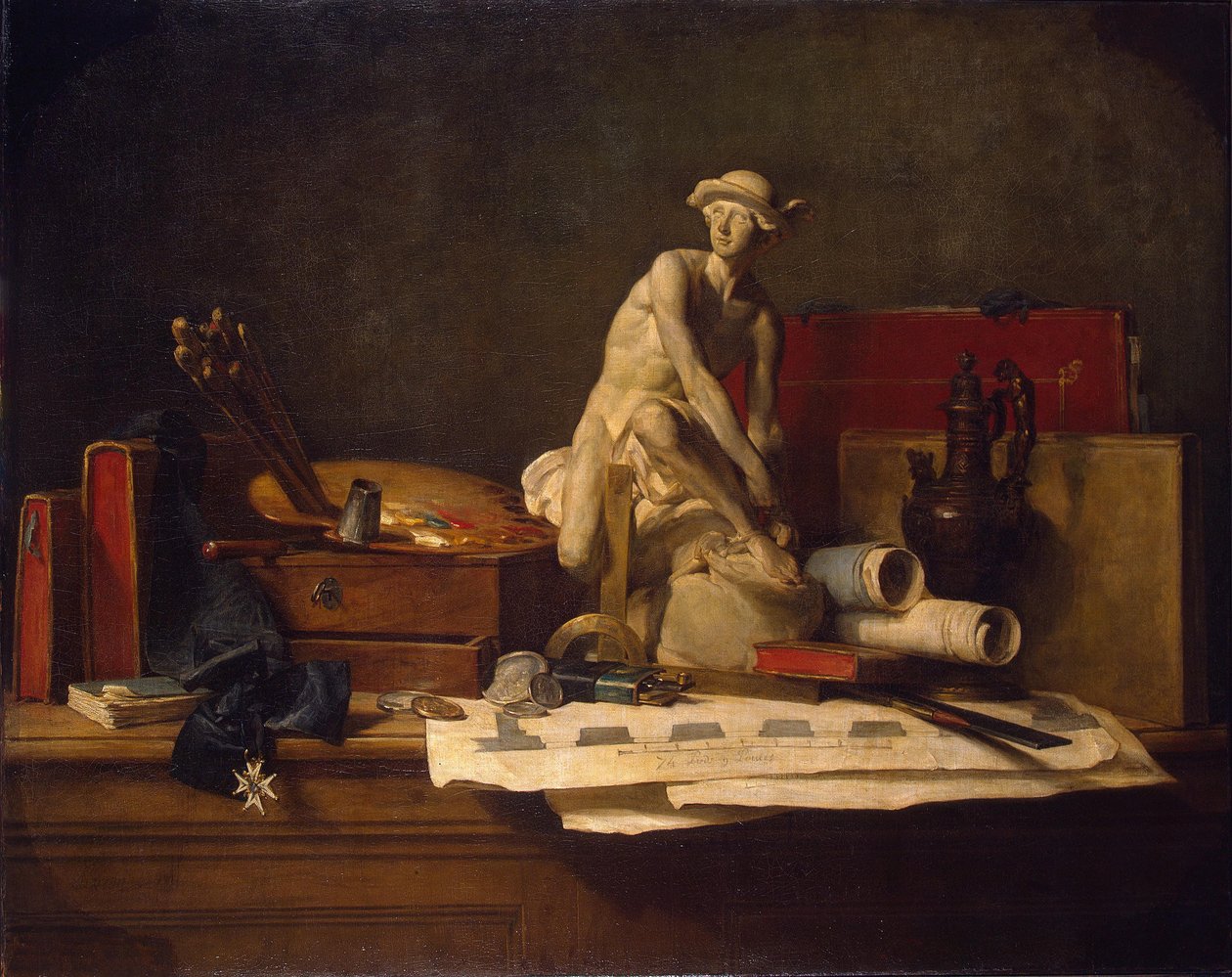 Stillleben mit Attributen der Künste von Jean Baptiste Simeon Chardin