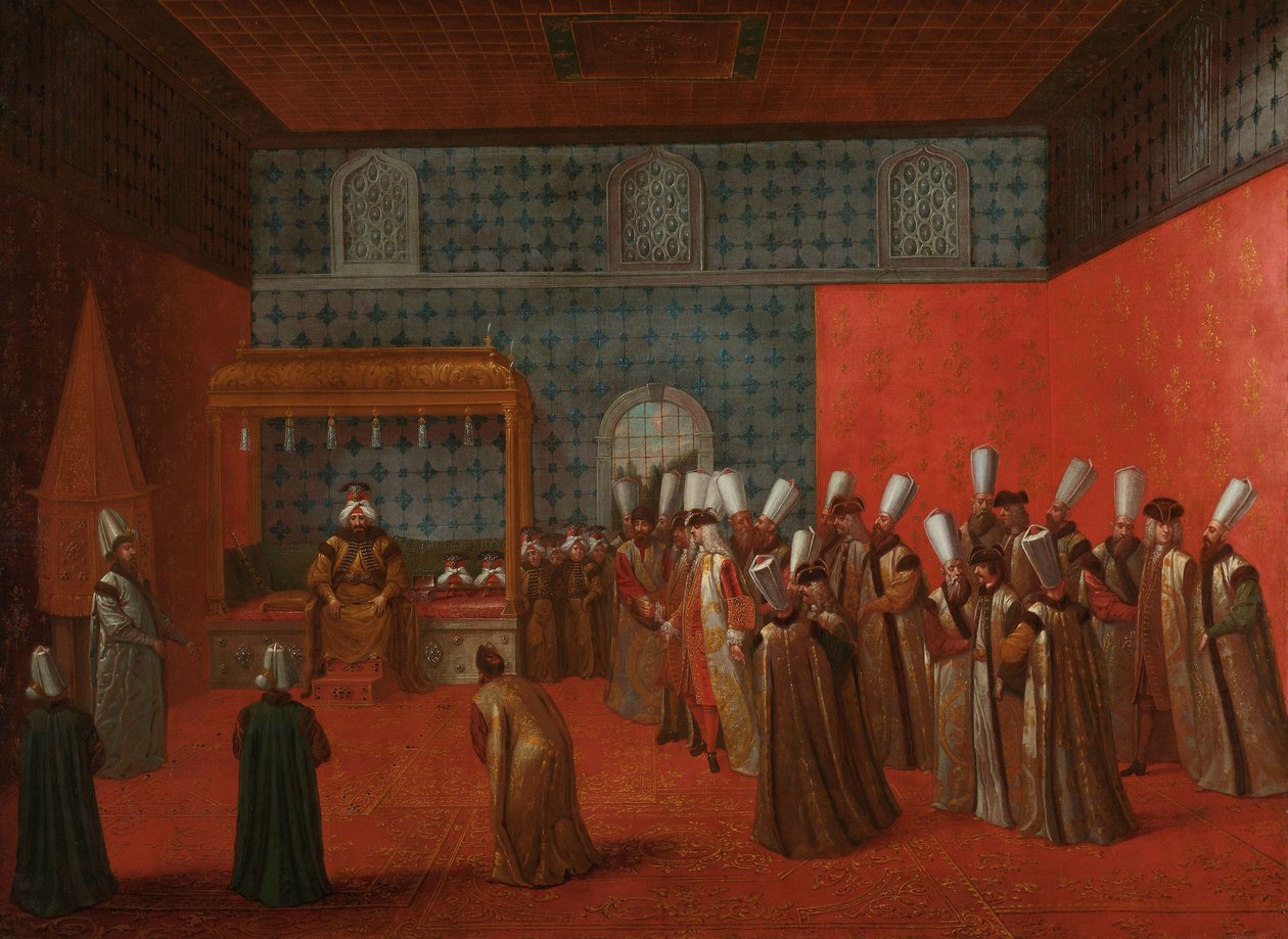 Botschafter Cornelis Calkoen bei seiner Audienz bei Sultan Ahmed III von Jean Baptiste Vanmour