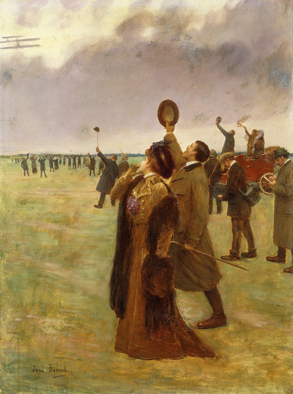 Flug des Wright-Doppeldeckers von Jean Beraud