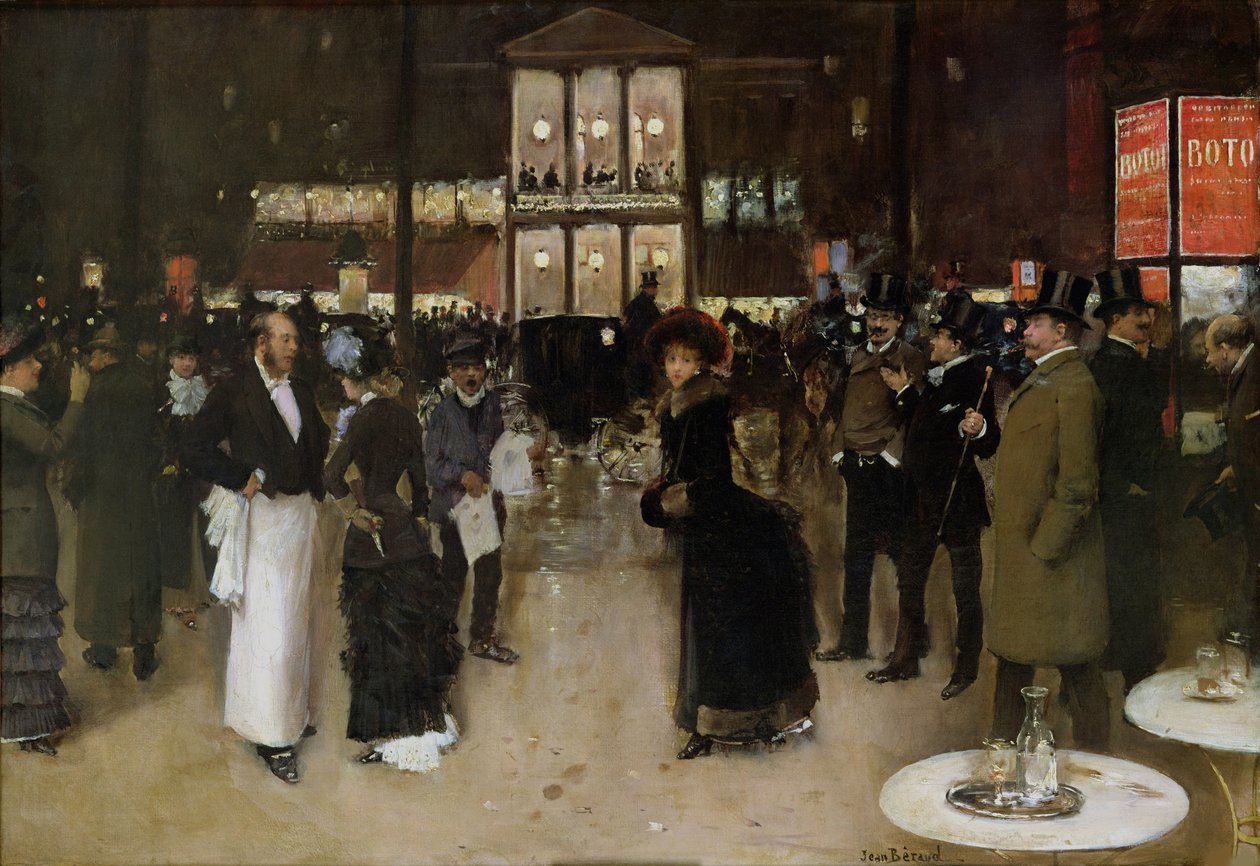 Der Boulevard Montmartre, die Nacht, vor dem Théâtre des Variétés, ca. 1885 von Jean Beraud