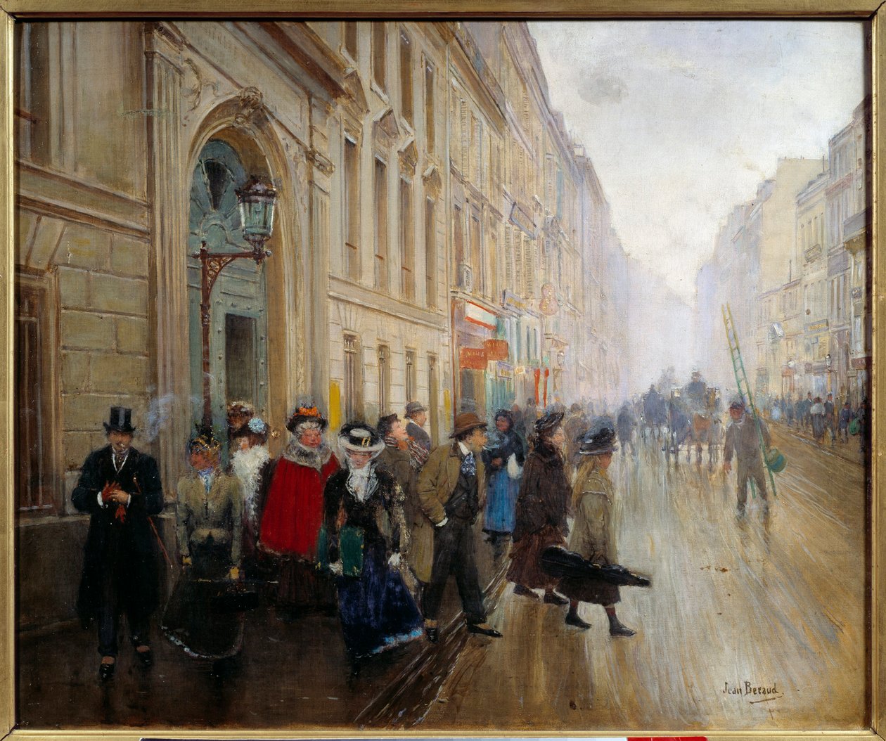 Der Ausgang des Konservatoriums in der Rue du Faubourg Poissonnière von Jean Beraud