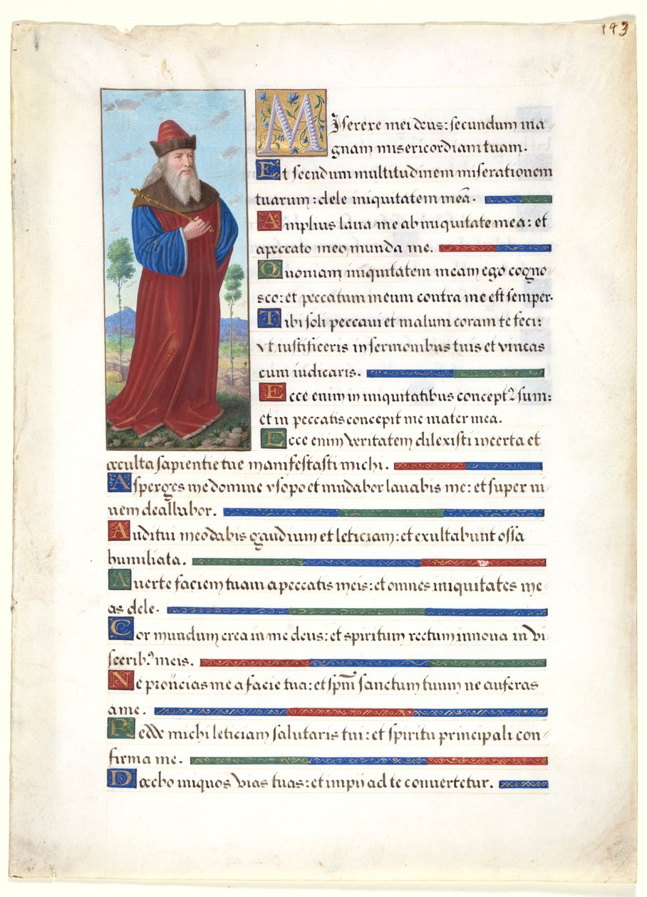 Blatt aus einem Stundenbuch: König David, ca. 1500 von Jean Bourdichon