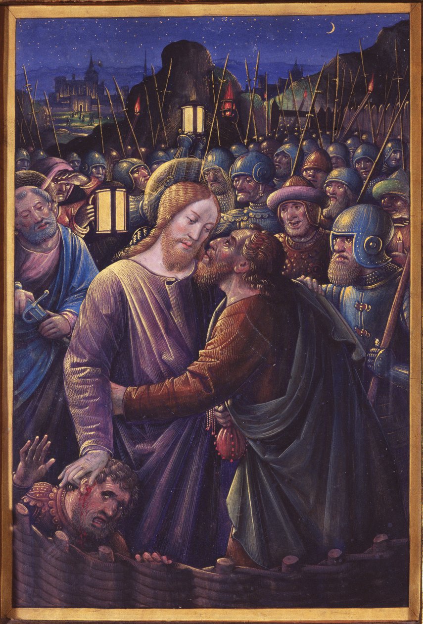 Der Kuss des Judas, Ende des 15. Jahrhunderts von Jean Bourdichon