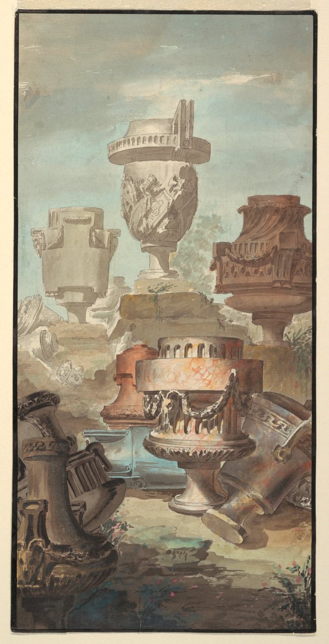 Ruinenfantasie: Vasen und Urnen, 1770 von Jean Charles Delafosse
