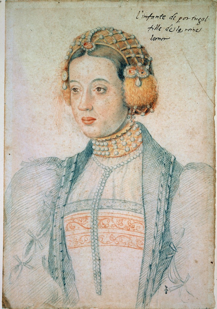 Porträt von Maria von Portugal (1521-1578), Tochter von Manuel I von Portugal und Eleonore von Österreich von Jean Clouet