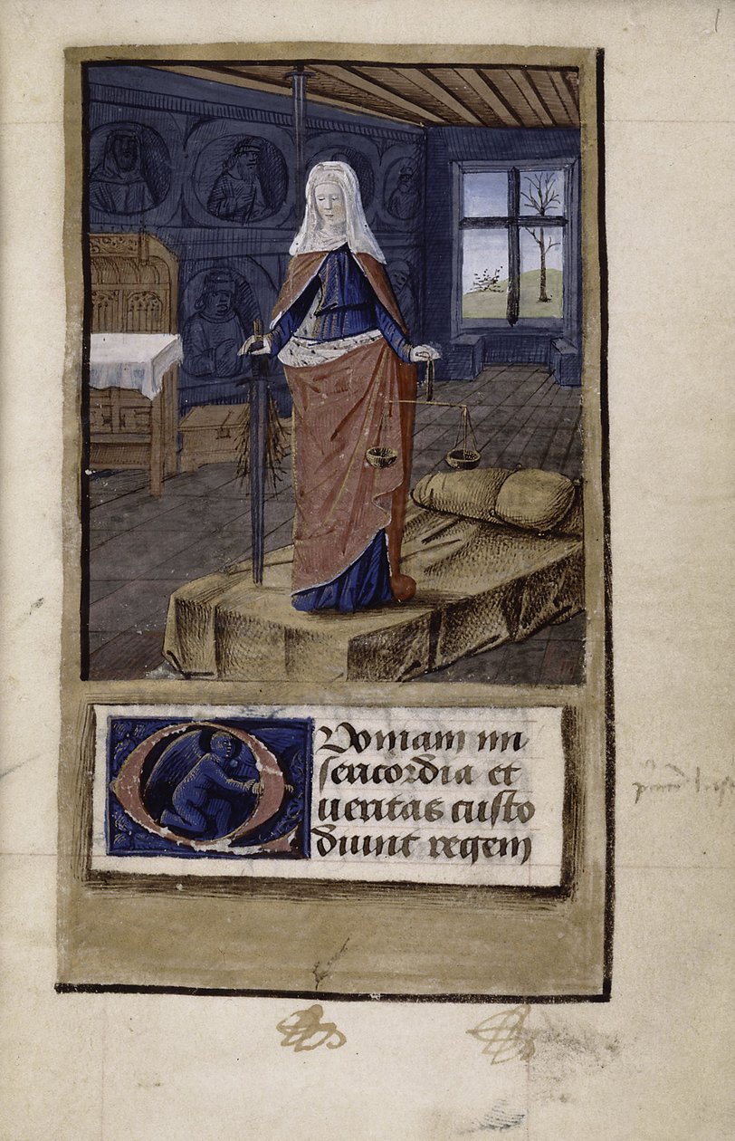 Allegorie der Gerechtigkeit aus John of Wales Breviloquium de virtutibus antiquorum principum et philosophorum, 1475-1499 von Jean Colombe