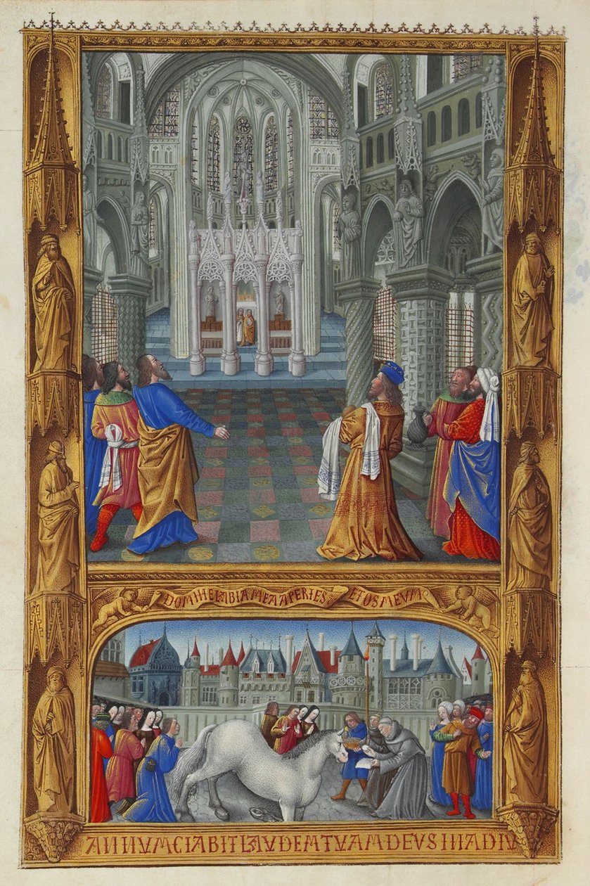 Les Très Riches Heures des Herzogs von Berry, Folio 129v - Das Heilige Sakrament von Jean Colombe