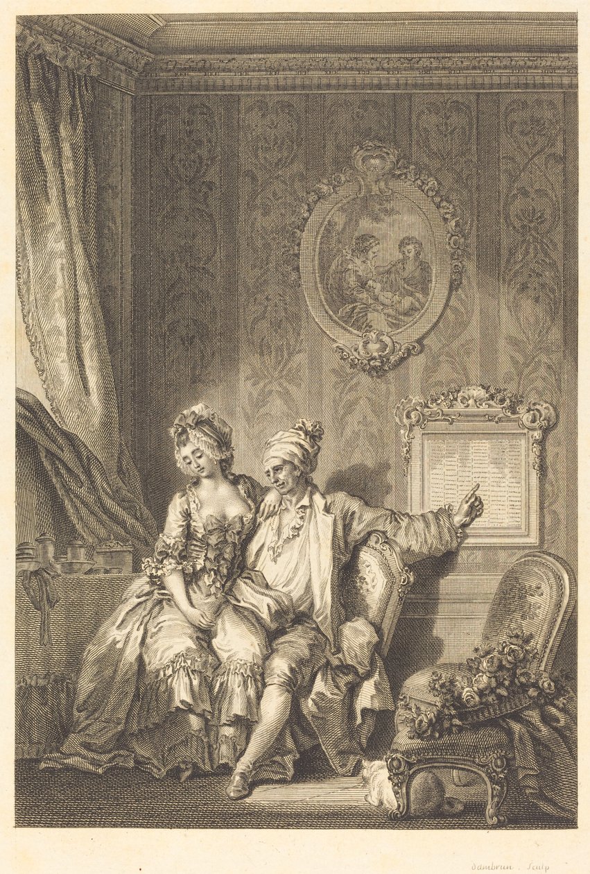 Der Kalender der Greise von Jean Dambrun after Jean Honoré Fragonard