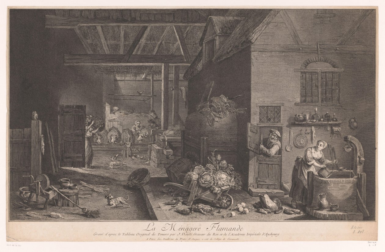 Innenraum eines Bauernhauses von Jean Daullé