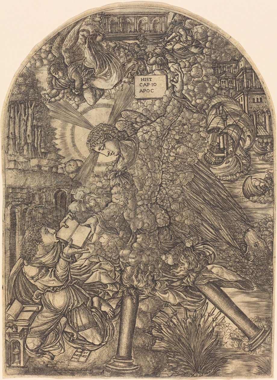 Der Engel gibt dem heiligen Johannes das Buch zu essen von Jean Duvet