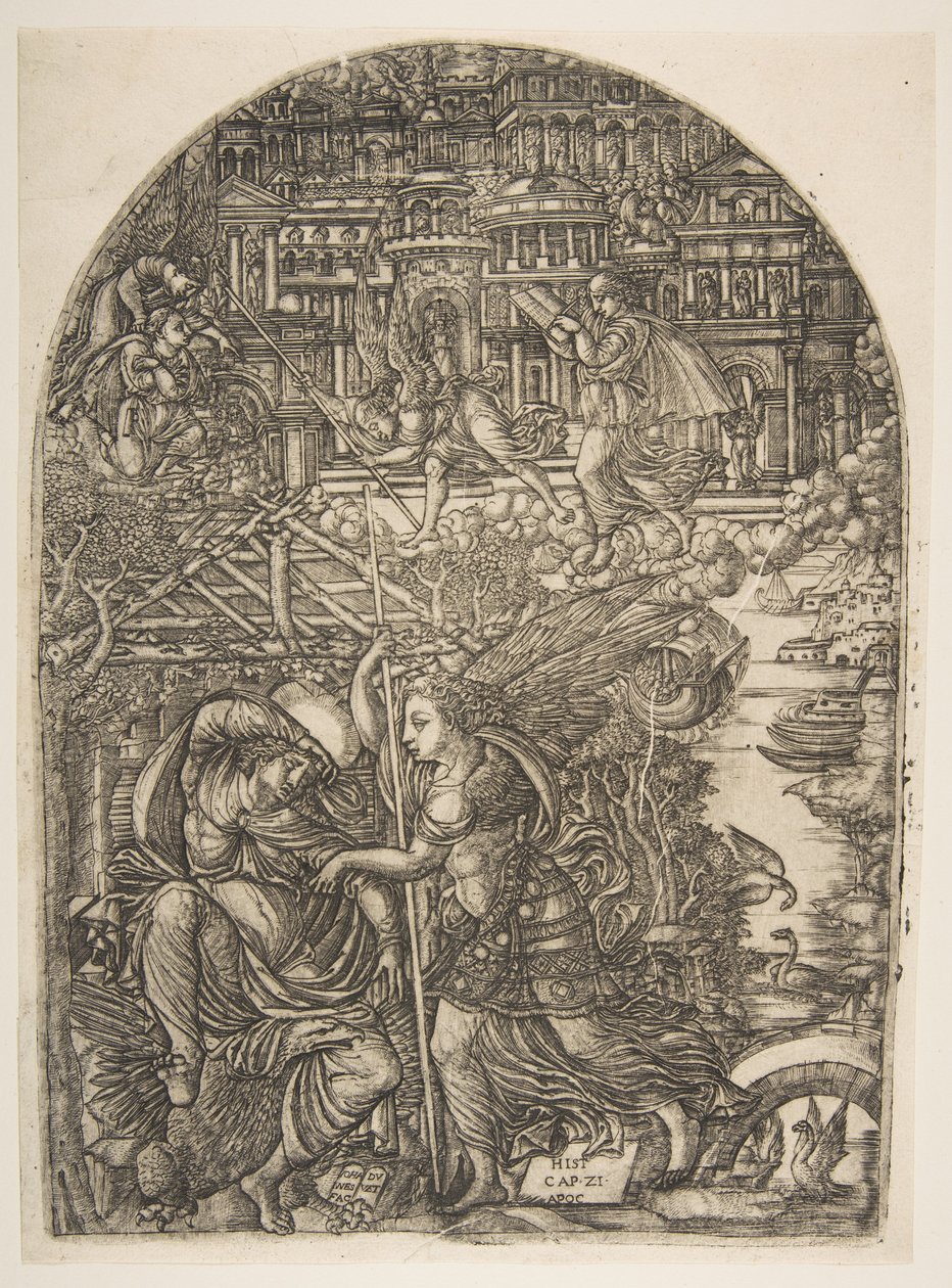Der Engel zeigt dem Heiligen Johannes das neue Jerusalem, aus der Apokalypse von Jean Duvet