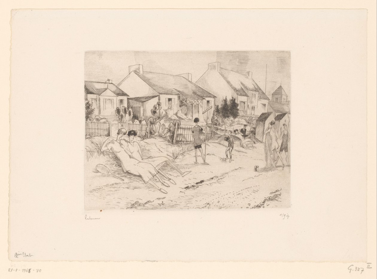 Ruhende Tennisspieler am Strand von Jean Emile Laboureur (signed by artist)