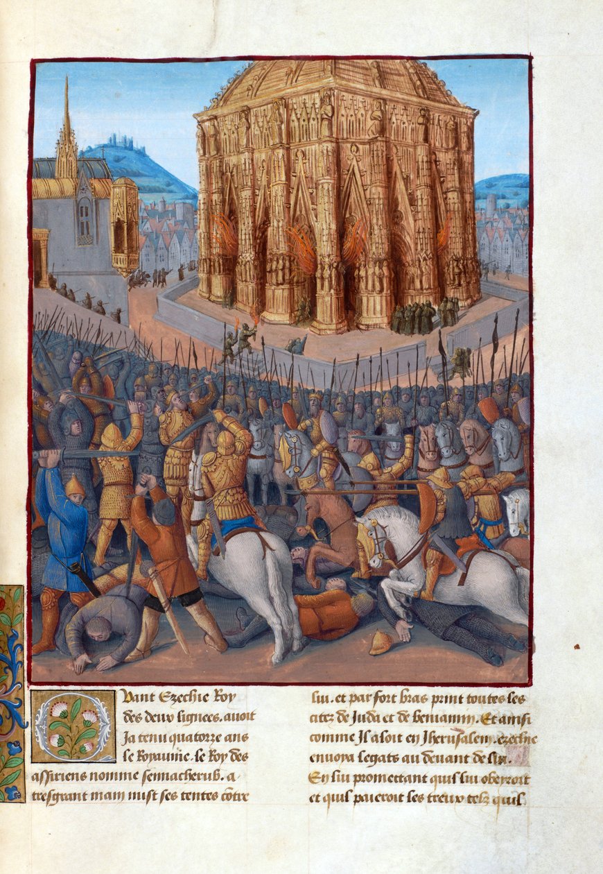 Die Belagerung Jerusalems durch den babylonischen König Nebukadnezar II. von Jean Fouquet