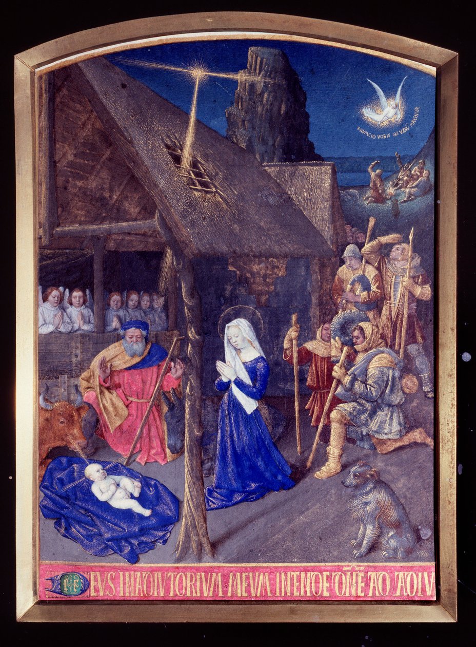 Les Heures der Madonna: die Geburt und die Anbetung der Hirten. Miniatur in „Les Heures d