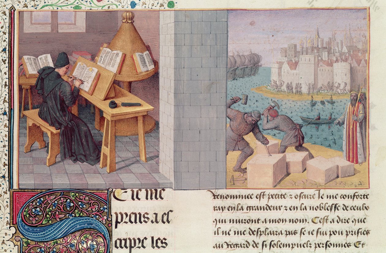 Ms.fr.273 fol.7 Livius (59 v. Chr.-17 n. Chr.) schreibt und die Gründung Roms, aus 
