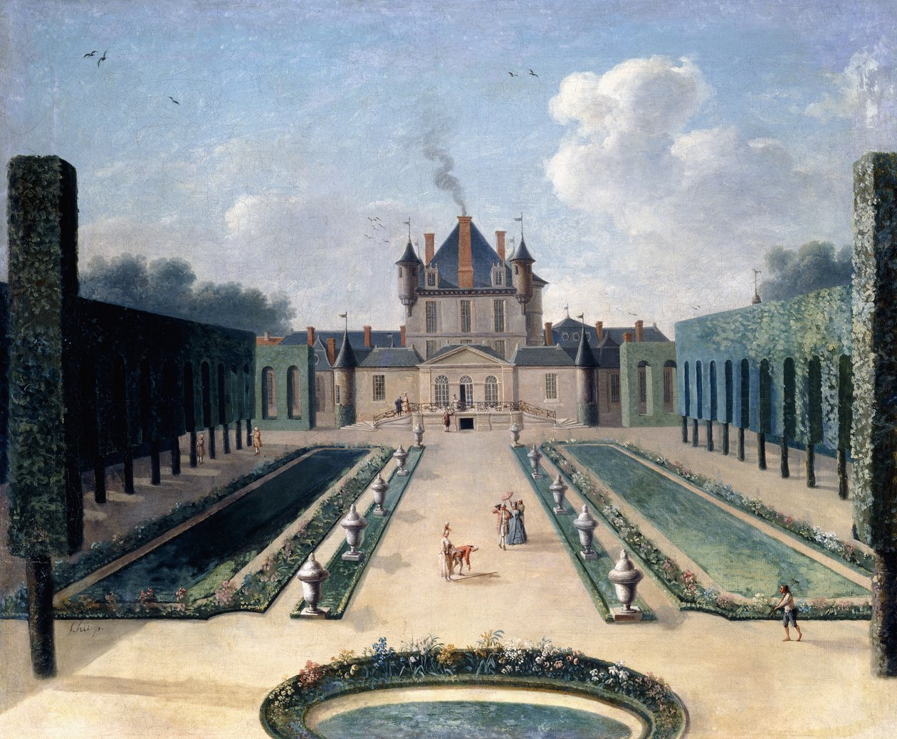 Ansichten des Château de Mousseaux und seiner Gärten von Jean Francois Hue
