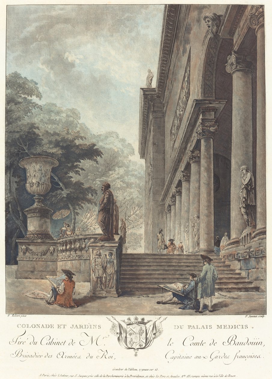 Kolonnade und Gärten des Medici-Palastes von Jean Francois Janinet