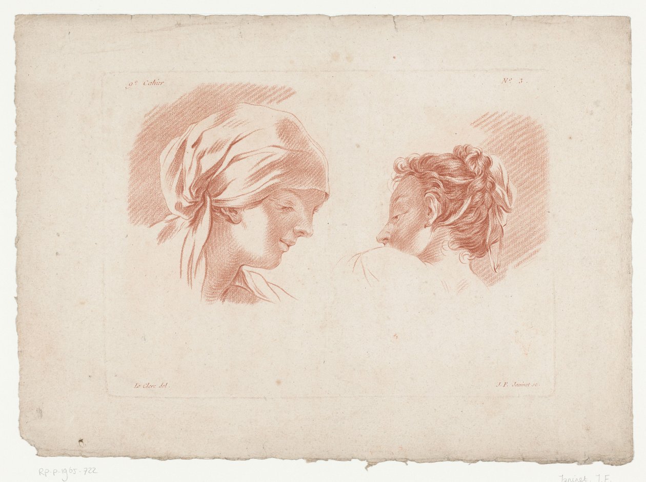 Zwei Frauenköpfe von Jean Francois Janinet