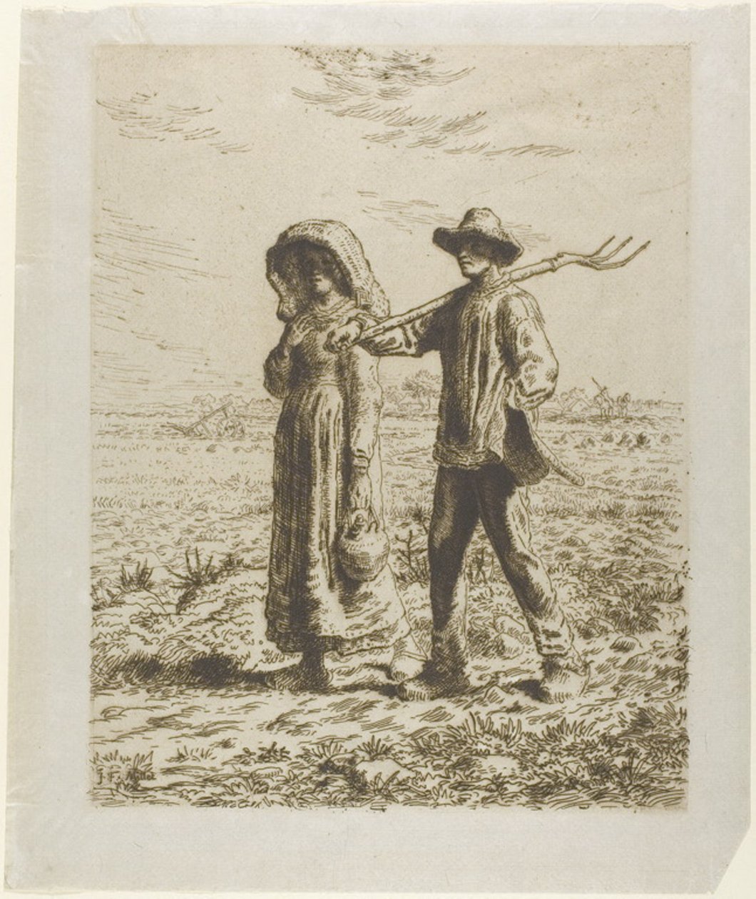 Bauern auf dem Weg zur Arbeit von Jean-Francois Millet