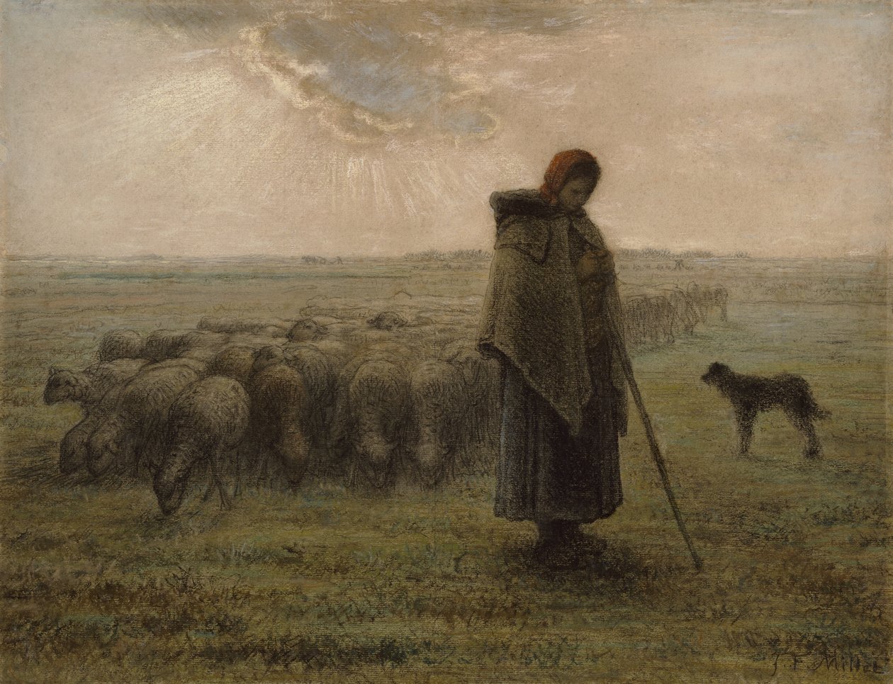 Schäferin und ihre Herde, 1862-63 von Jean Francois Millet