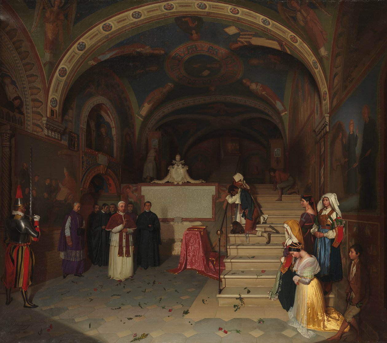 Papst Gregor XVI. besucht die Kirche San Benedetto in Subiaco, 1843 von Jean Francois Montessuy