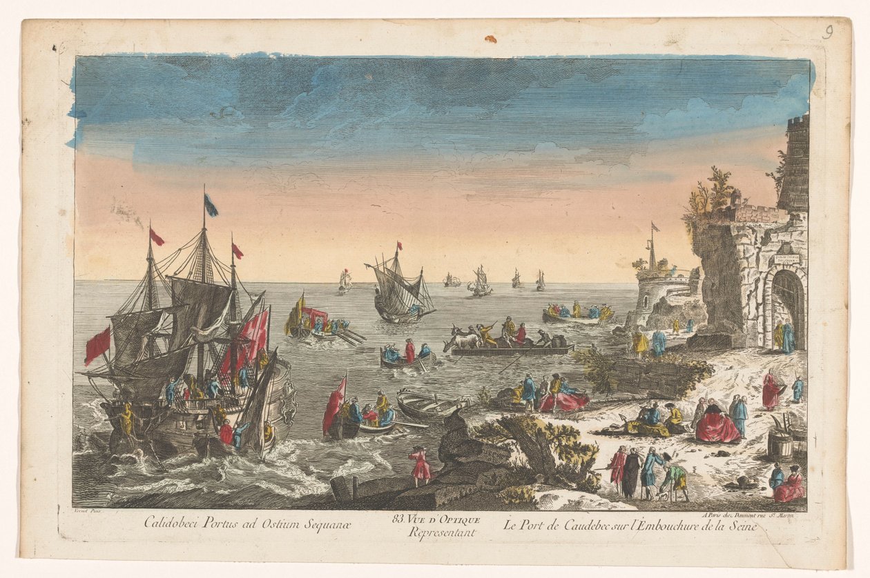 Ansicht des Hafens von Caudebec an der Mündung der Seine von Jean François Daumont