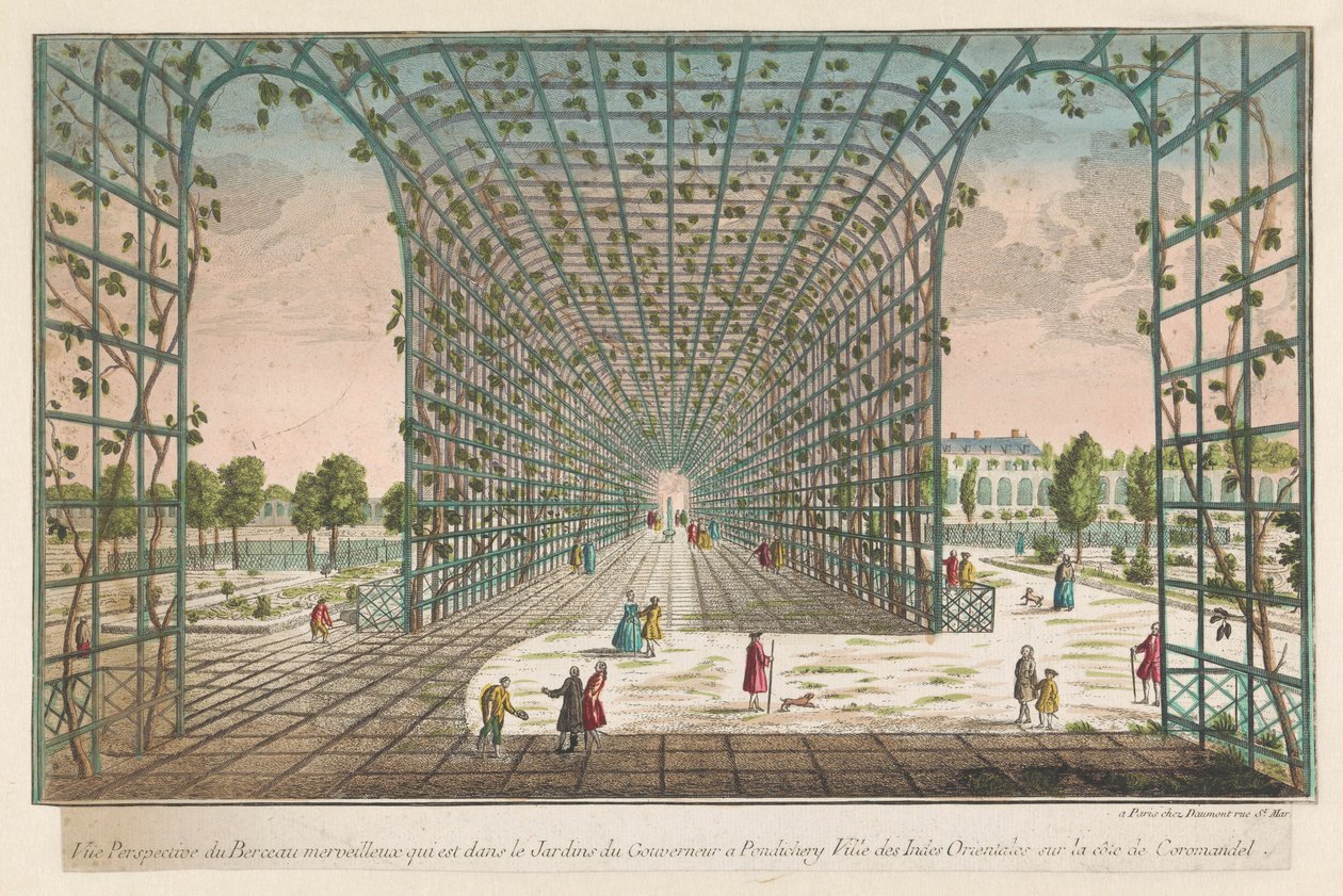 Ansicht der Laube im Garten des Gouverneurs in Pondicherry von Jean François Daumont