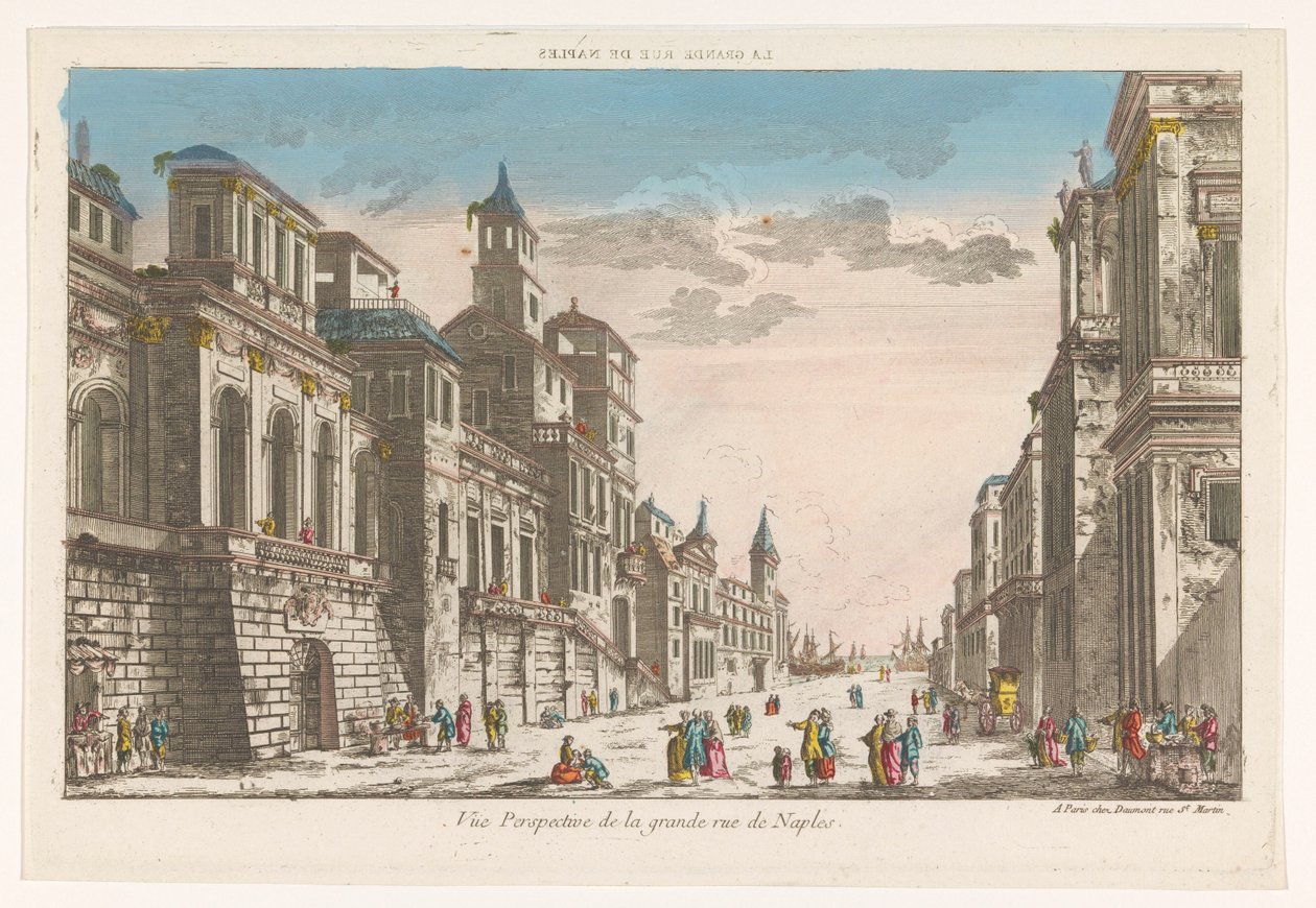 Ansicht einer Straße Richtung Meer in Neapel von Jean François Daumont