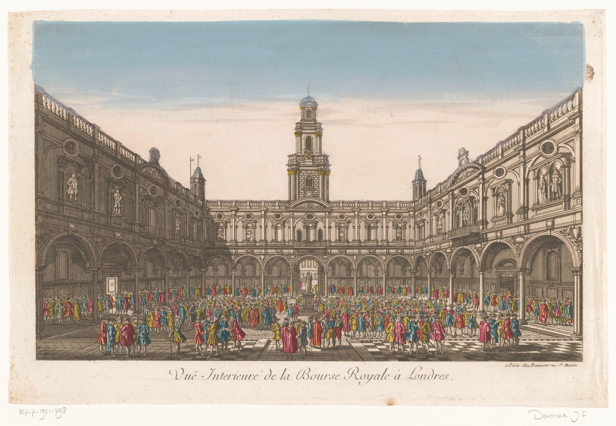Ansicht des Inneren der Royal Exchange in London von Jean François Daumont