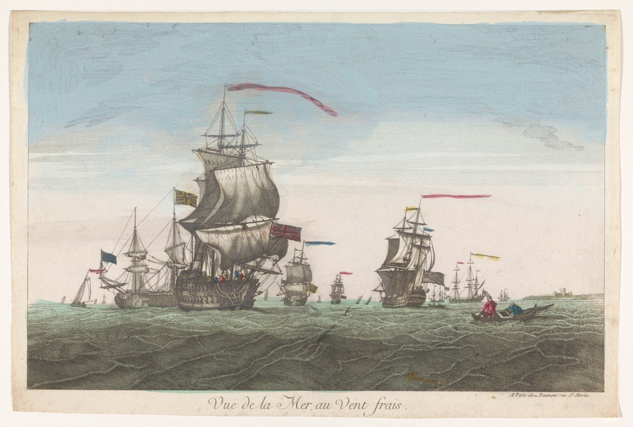 Meeresansicht mit Schiffen und Booten im Wind von Jean François Daumont