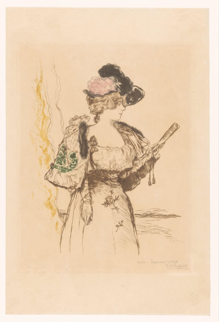 Dame mit Fächer von Jean François Raffaëlli (signed by artist)