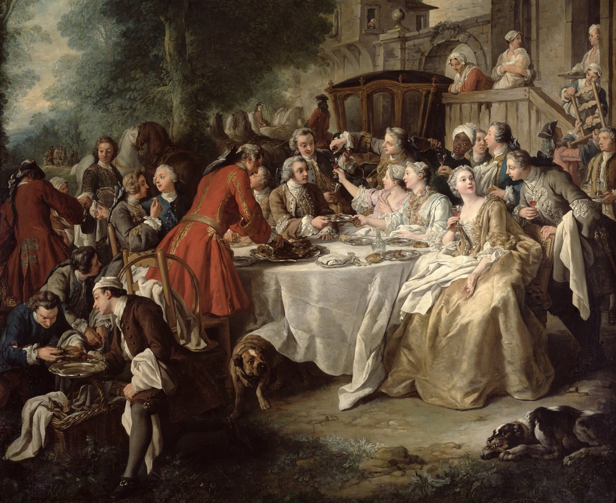 Das Jagdessen, Detail der Esser, 1737 von Jean François de Troy