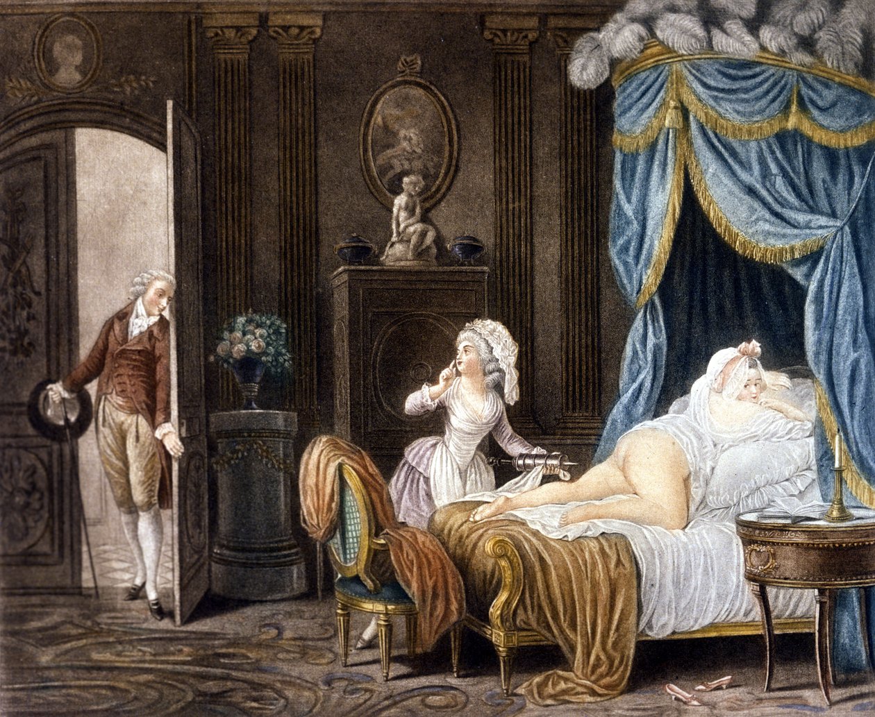 A. Schall. Die inoffizielle Magd. Gravur aus dem 18. Jahrhundert von Jean Frederic Schall