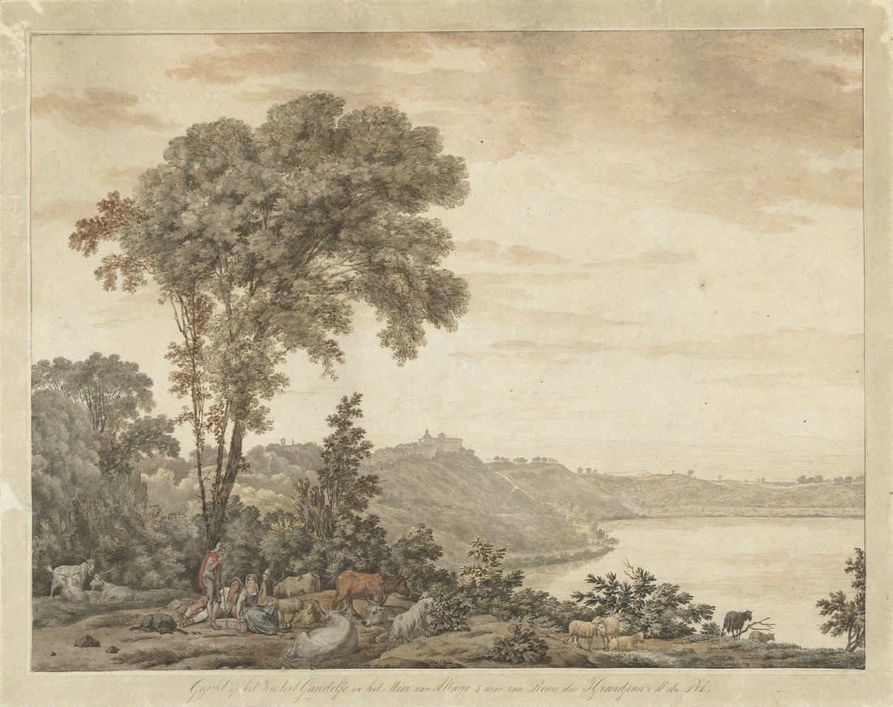 Ansicht von Castel Gandolfo und dem Albaner See von Jean Grandjean