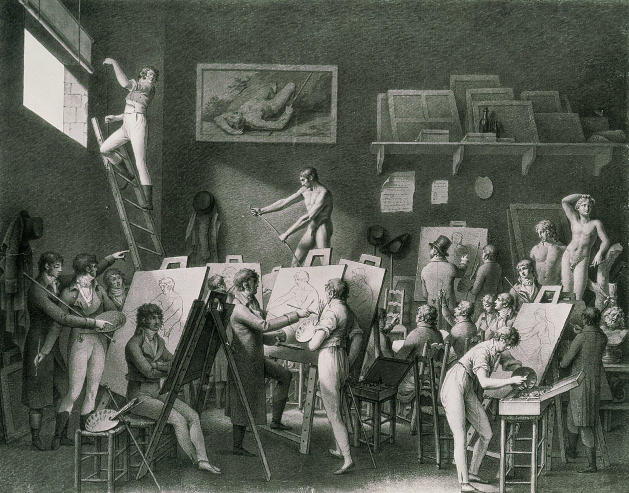 Das Atelier von Jacques Louis David (1748-1825) von Jean Henri Cless