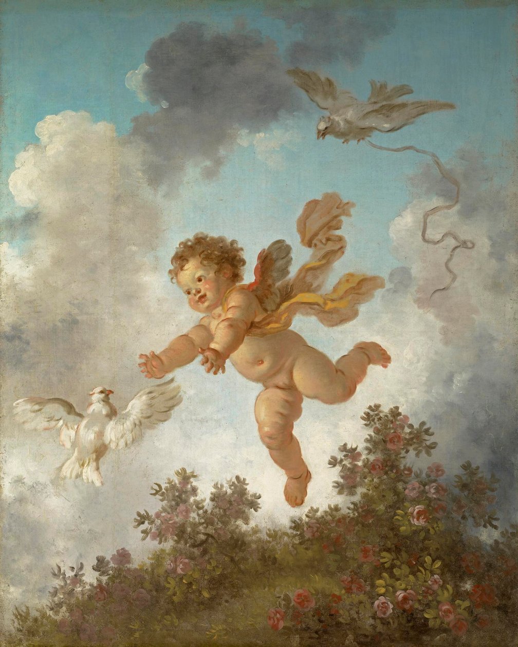Der Fortschritt der Liebe: Liebe verfolgt eine Taube, 1790–91 von Jean Honore Fragonard