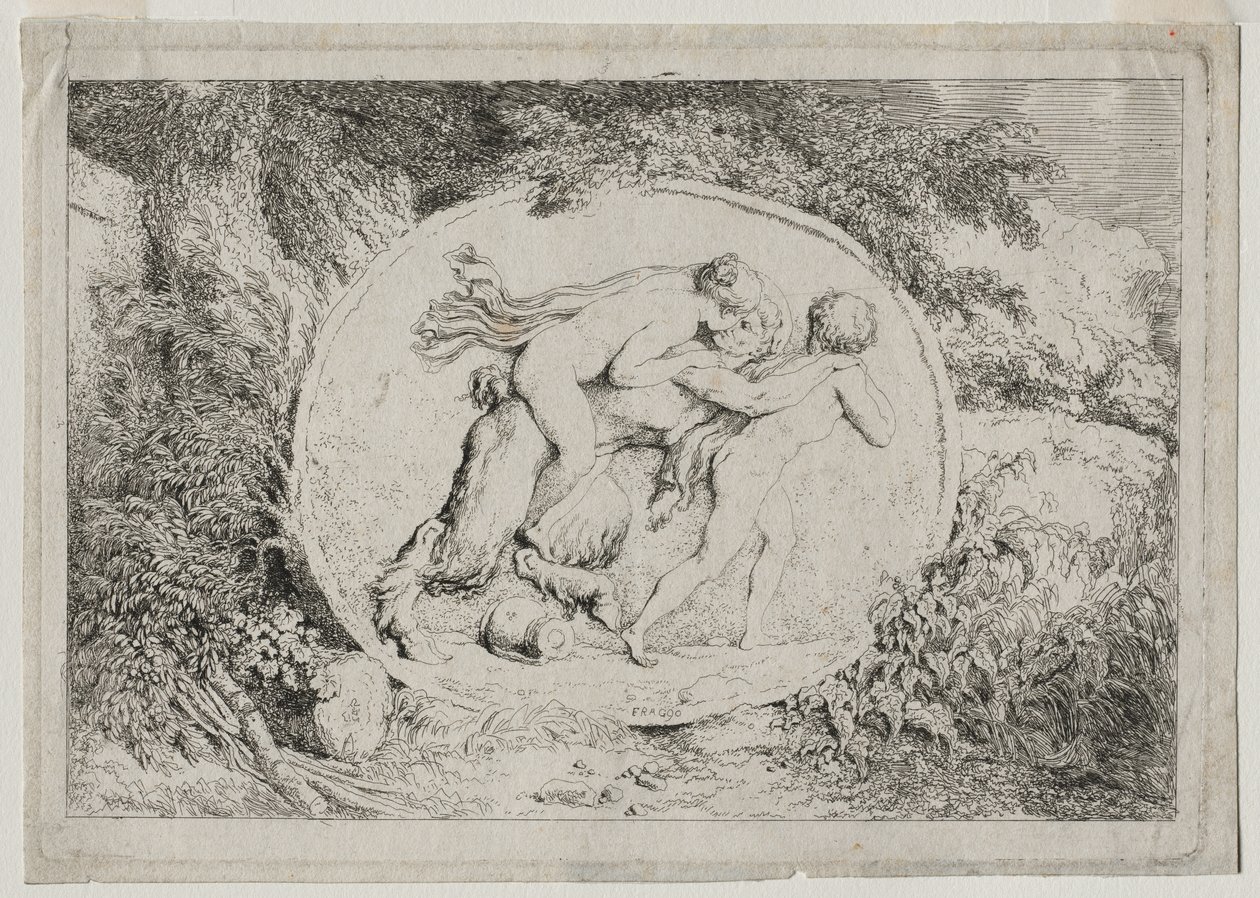 Bacchanales: Nymphe reitet auf einem Satyr von Jean Honore Fragonard