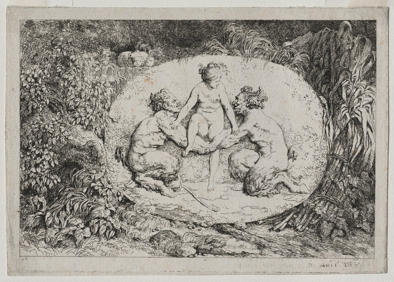 Bacchanalien: Nymphe von zwei Satyrn gestützt von Jean Honore Fragonard