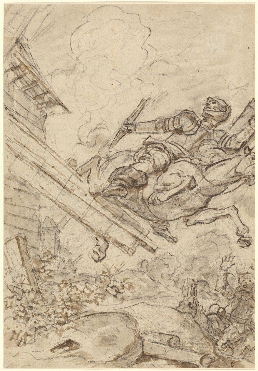 Don Quijote greift die Windmühle an von Jean Honore Fragonard
