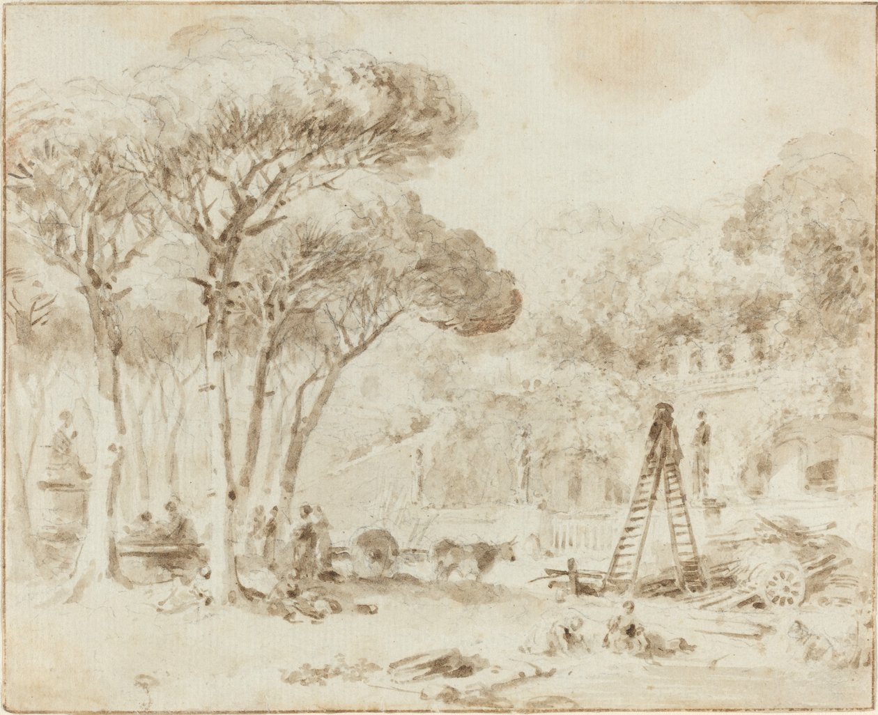 Gärten einer italienischen Villa (Villa Medici?) von Jean Honore Fragonard