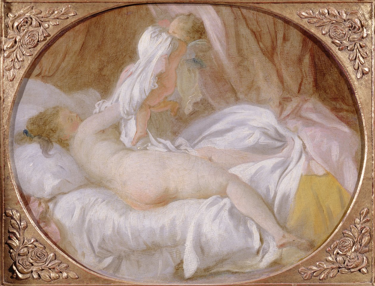 Das Hemd entfernt oder Die Dame zieht sich aus, vor 1778 von Jean Honore Fragonard