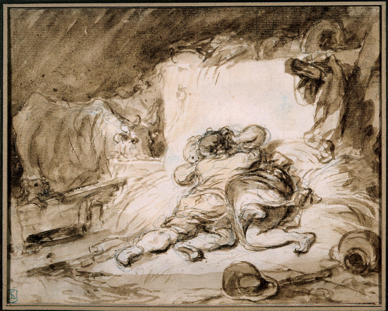 Die Scheune (Detail) von Jean Honore Fragonard