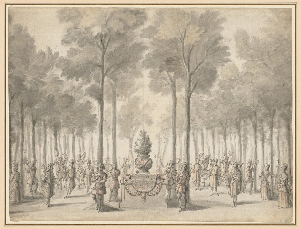 Entwurf für das Divertissement aus La Pastorale Erste Entrée der Opern-Ballett Les Muses von Jean I Berain