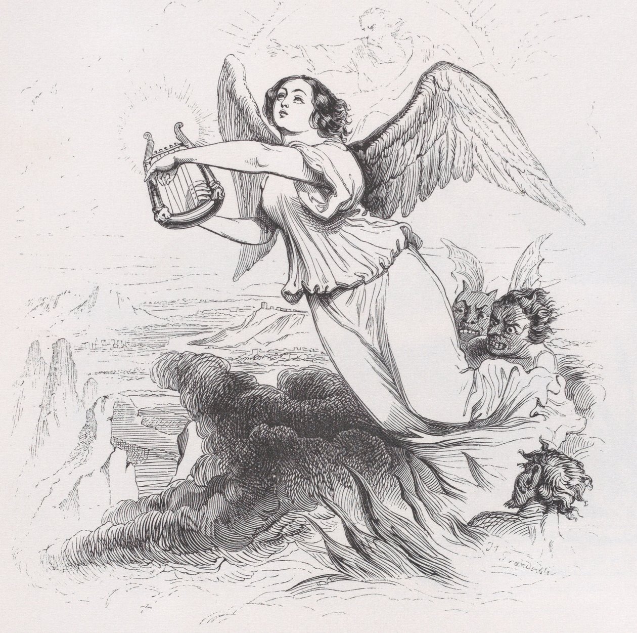 Der verbannte Engel aus den gesammelten Werken von Béranger, 1836 von Jean Ignace Isidore Gérard