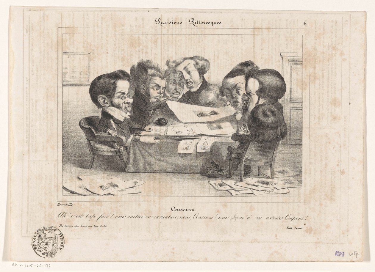 Karikatur von französischen Zensoren von Jean Ignace Isidore Gérard Grandville