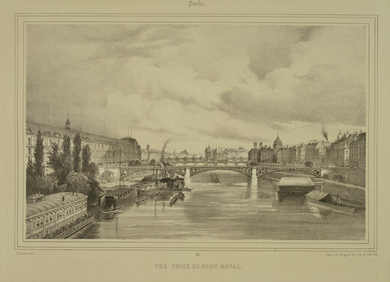 Ansicht der Pont Royal, veröffentlicht von Auguste Bry von Jean Jacottet