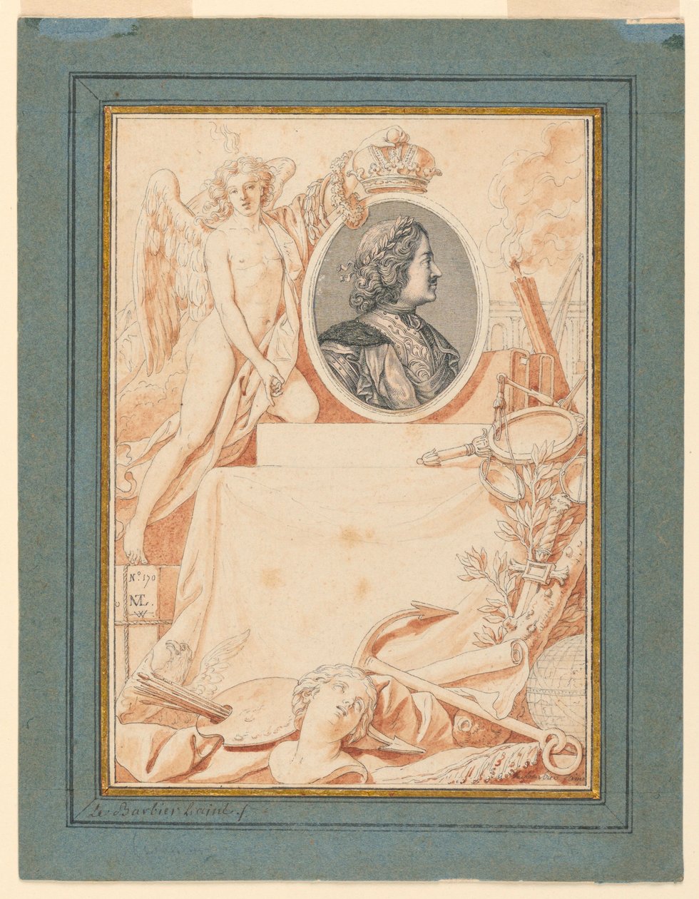 Frontispiz für eine Geschichte von Peter dem Großen, ca. 1780 von Jean Jacques Francois Le Barbier