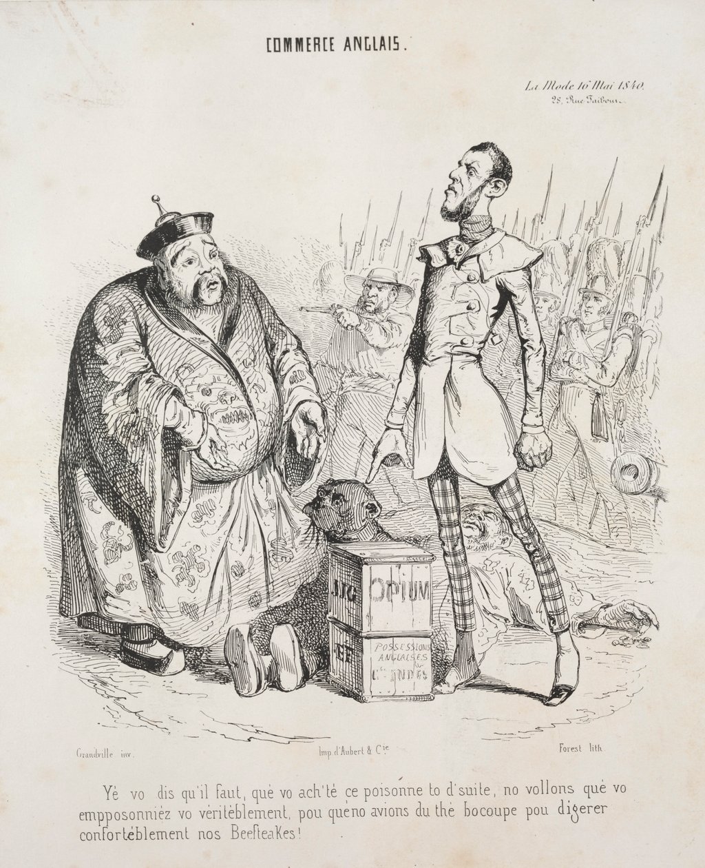 Englischer Handel. Yé vo dis quil faut, que vo achte ce poisonne to dsuite..., 1840 von Jean Jacques Grandville
