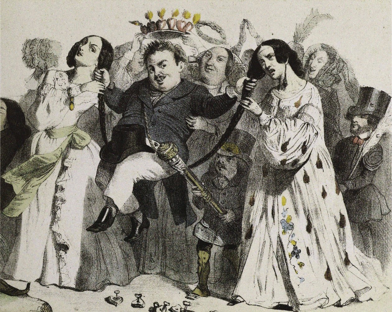 Honoré de Balzac, der produktivste unserer Autoren, unterstützt und gekrönt von Frauen, 1839 von Jean Jacques Grandville